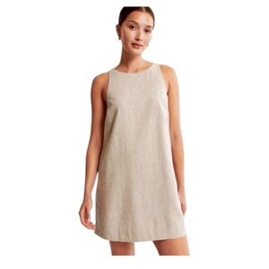 Abercrombie & Fitch Linen Cotton Sleeveless Mini Dress Beige Size M